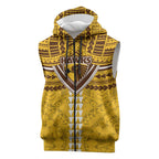Personalized Hawthorn Hawks Sleeveless Zip Hoodie Polynesian Tribal Pattern Heritage Football