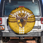 Personalized Hawthorn Hawks Spare Tire Cover Polynesian Tribal Pattern Heritage Football