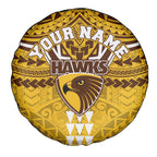 Personalized Hawthorn Hawks Spare Tire Cover Polynesian Tribal Pattern Heritage Football