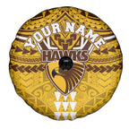 Personalized Hawthorn Hawks Spare Tire Cover Polynesian Tribal Pattern Heritage Football
