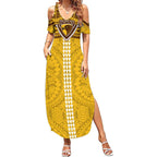 Personalized Hawthorn Hawks Summer Maxi Dress Polynesian Tribal Pattern Heritage Football