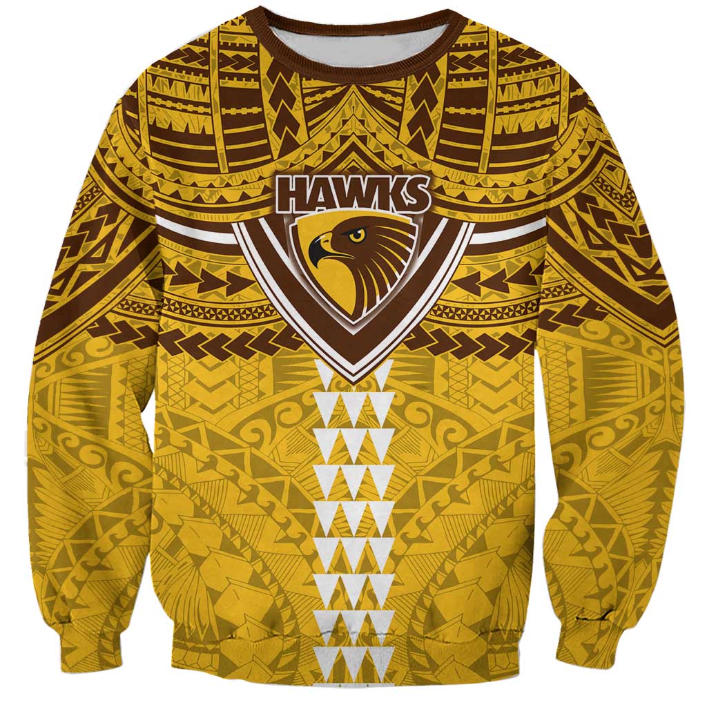 Personalized Hawthorn Hawks Sweatshirt Polynesian Tribal Pattern Heritage Football