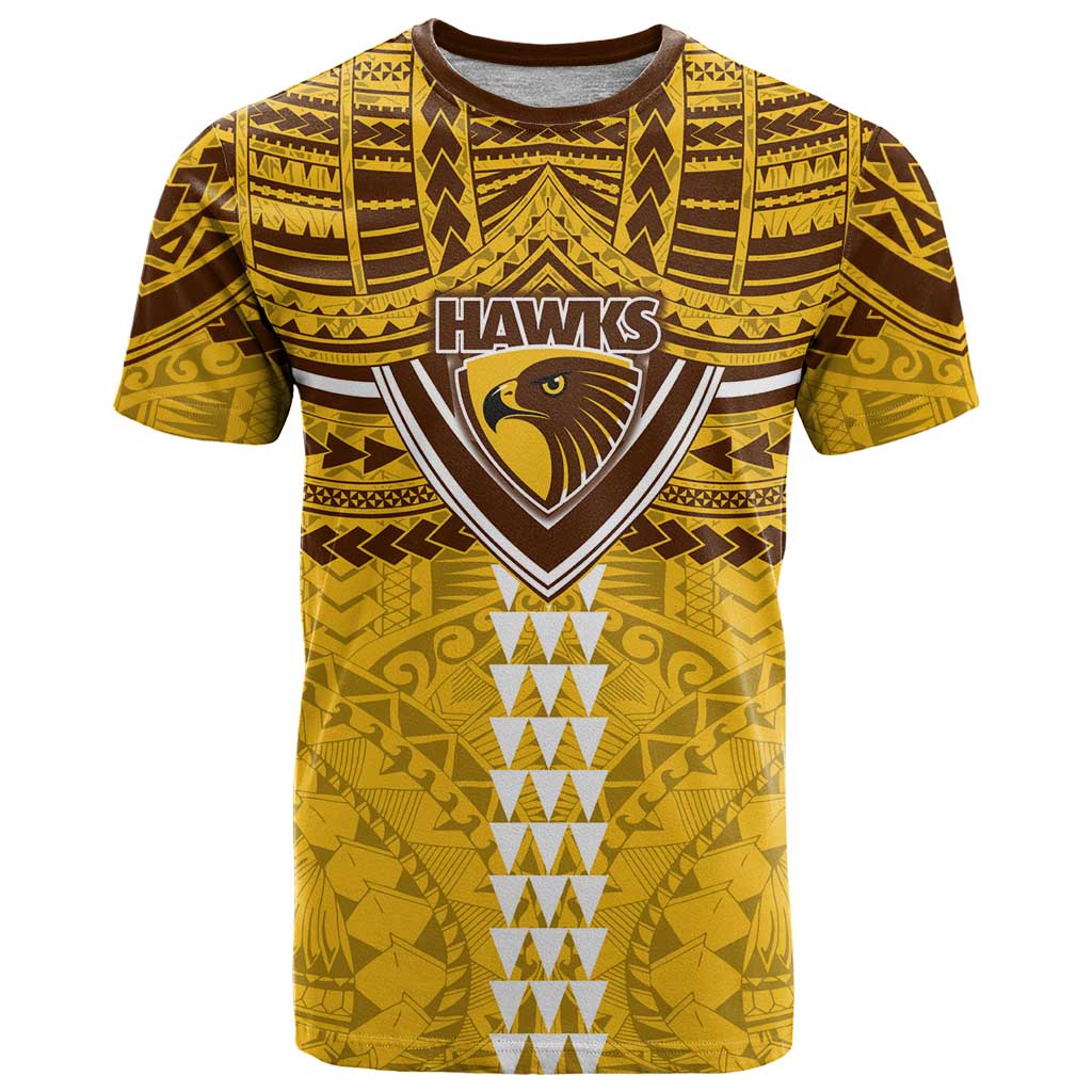 Personalized Hawthorn Hawks T Shirt Polynesian Tribal Pattern Heritage Football