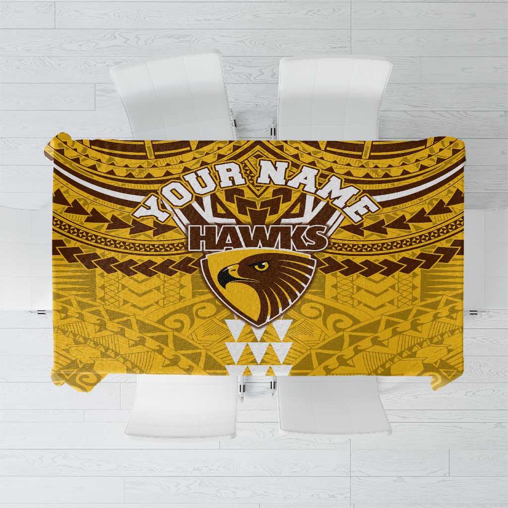 Personalized Hawthorn Hawks Tablecloth Polynesian Tribal Pattern Heritage Football