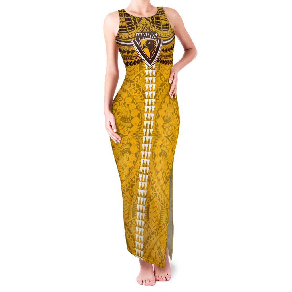 Personalized Hawthorn Hawks Tank Maxi Dress Polynesian Tribal Pattern Heritage Football