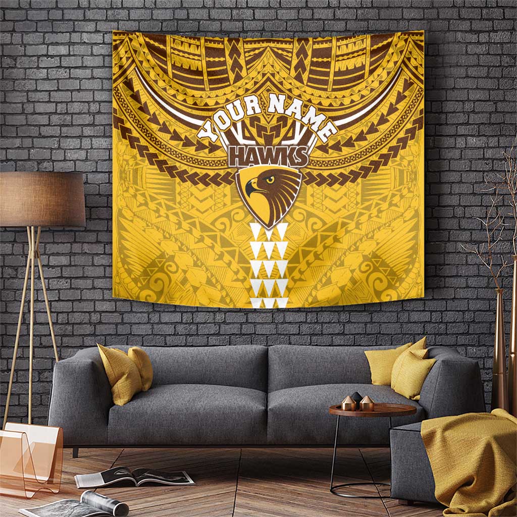 Personalized Hawthorn Hawks Tapestry Polynesian Tribal Pattern Heritage Football