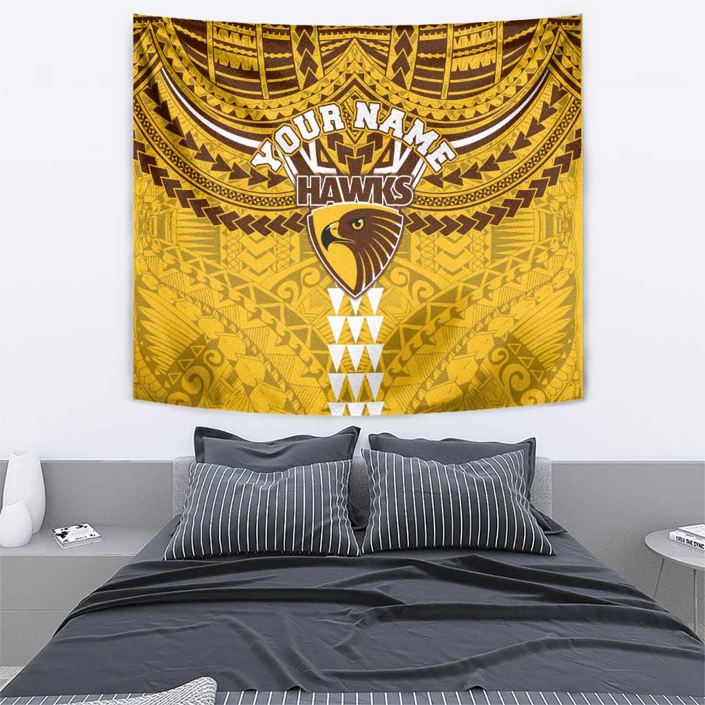 Personalized Hawthorn Hawks Tapestry Polynesian Tribal Pattern Heritage Football