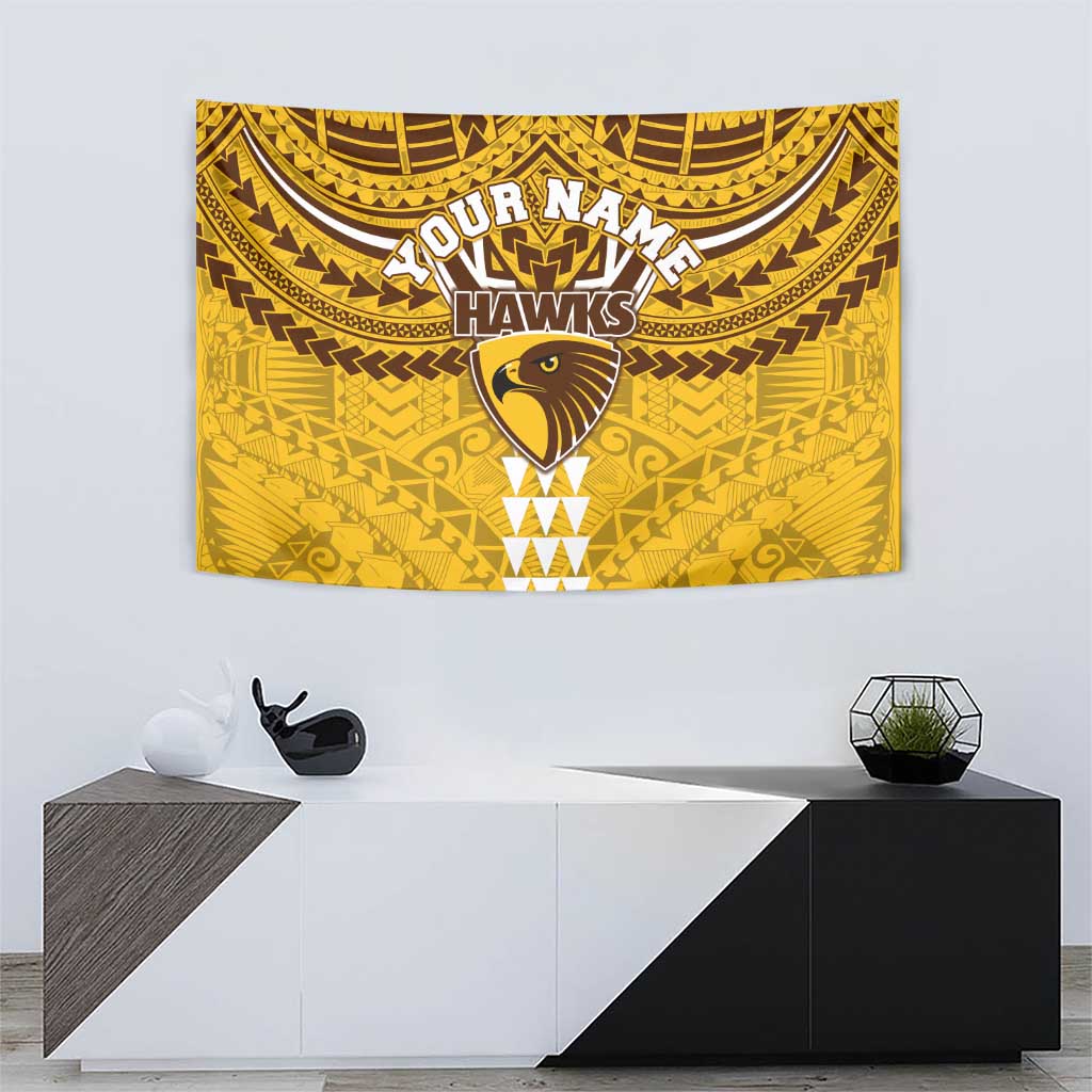 Personalized Hawthorn Hawks Tapestry Polynesian Tribal Pattern Heritage Football