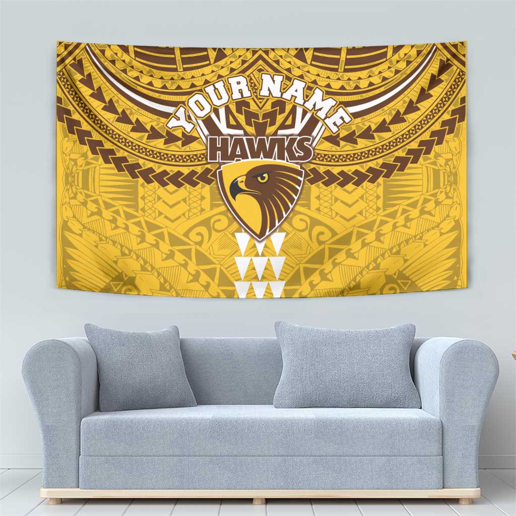 Personalized Hawthorn Hawks Tapestry Polynesian Tribal Pattern Heritage Football