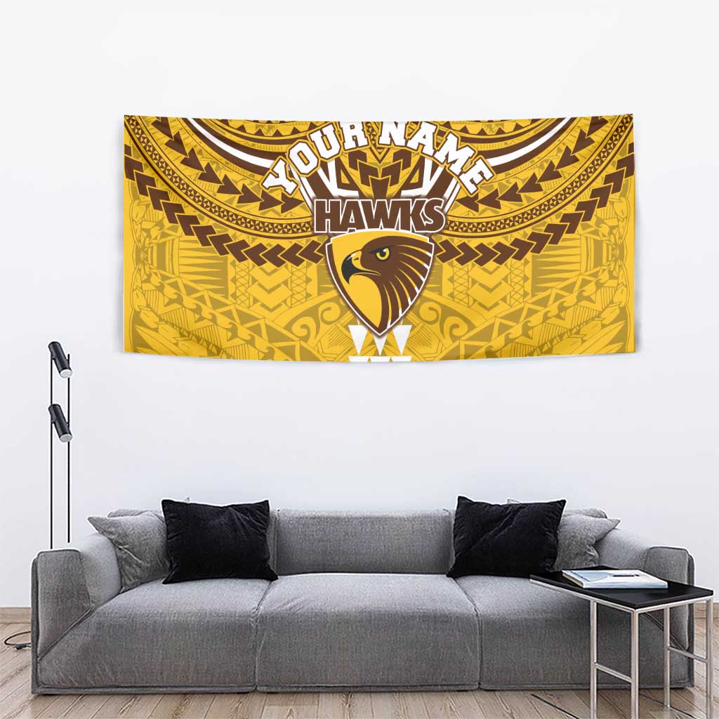 Personalized Hawthorn Hawks Tapestry Polynesian Tribal Pattern Heritage Football