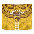 Personalized Hawthorn Hawks Tapestry Polynesian Tribal Pattern Heritage Football