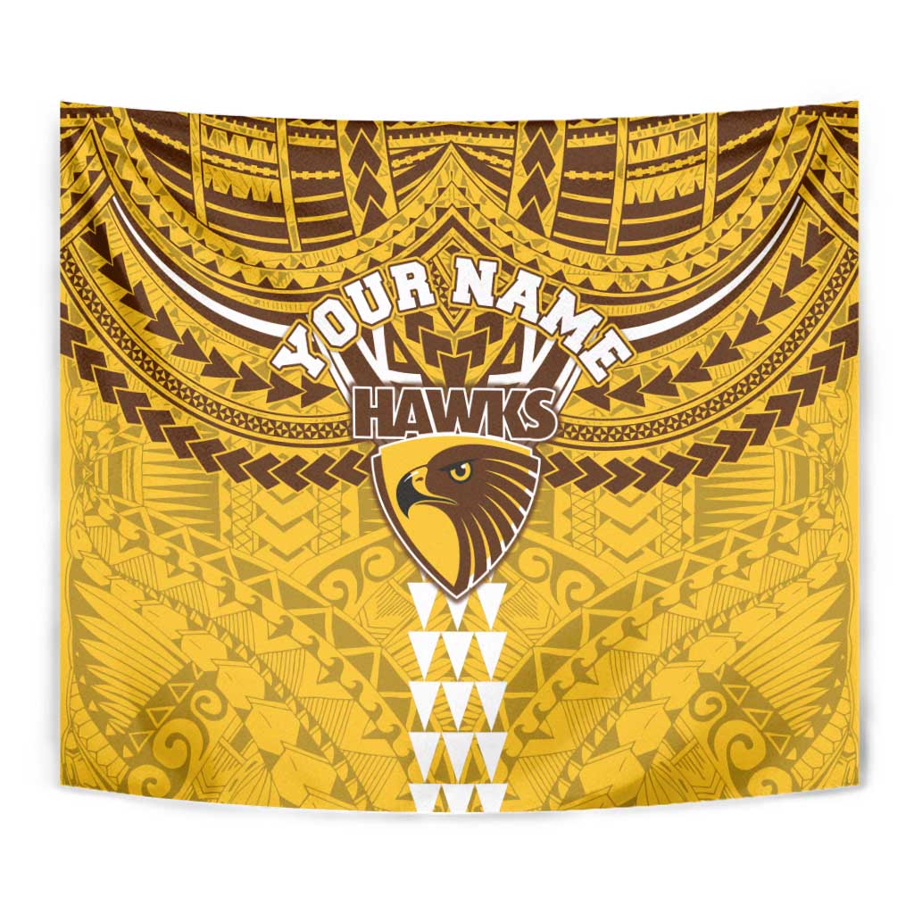 Personalized Hawthorn Hawks Tapestry Polynesian Tribal Pattern Heritage Football