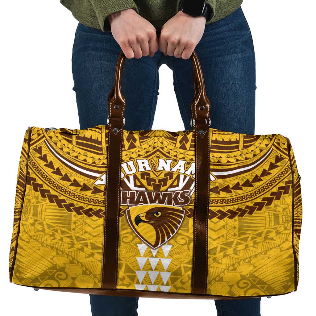 Personalized Hawthorn Hawks Travel Bag Polynesian Tribal Pattern Heritage Football
