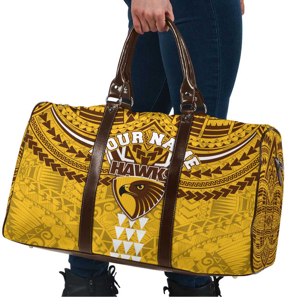 Personalized Hawthorn Hawks Travel Bag Polynesian Tribal Pattern Heritage Football