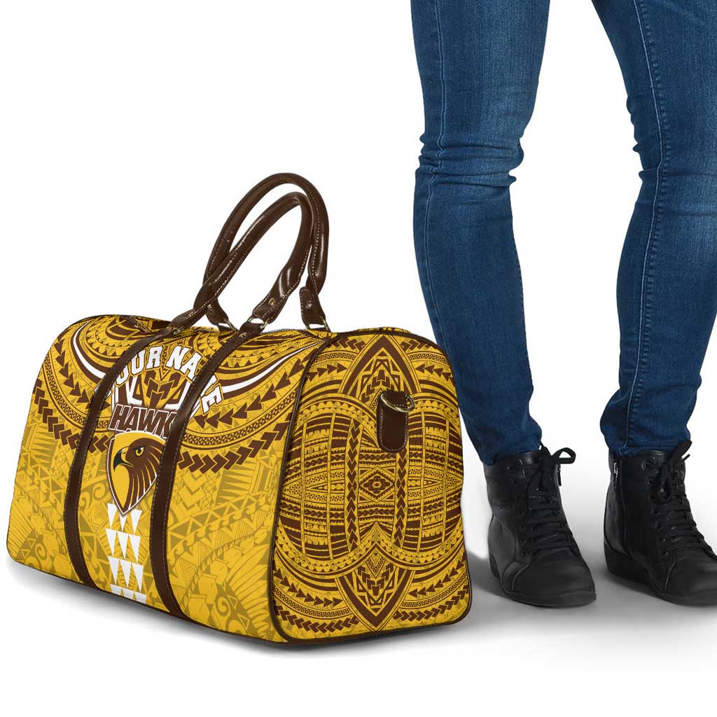 Personalized Hawthorn Hawks Travel Bag Polynesian Tribal Pattern Heritage Football