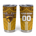 Personalized Hawthorn Hawks Tumbler Cup Polynesian Tribal Pattern Heritage Football