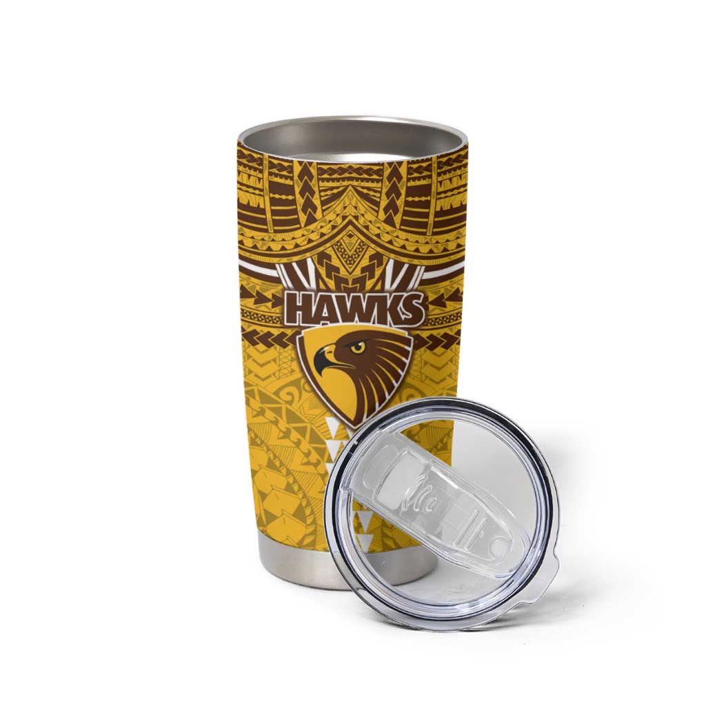 Personalized Hawthorn Hawks Tumbler Cup Polynesian Tribal Pattern Heritage Football