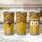 Personalized Hawthorn Hawks Tumbler Cup Polynesian Tribal Pattern Heritage Football