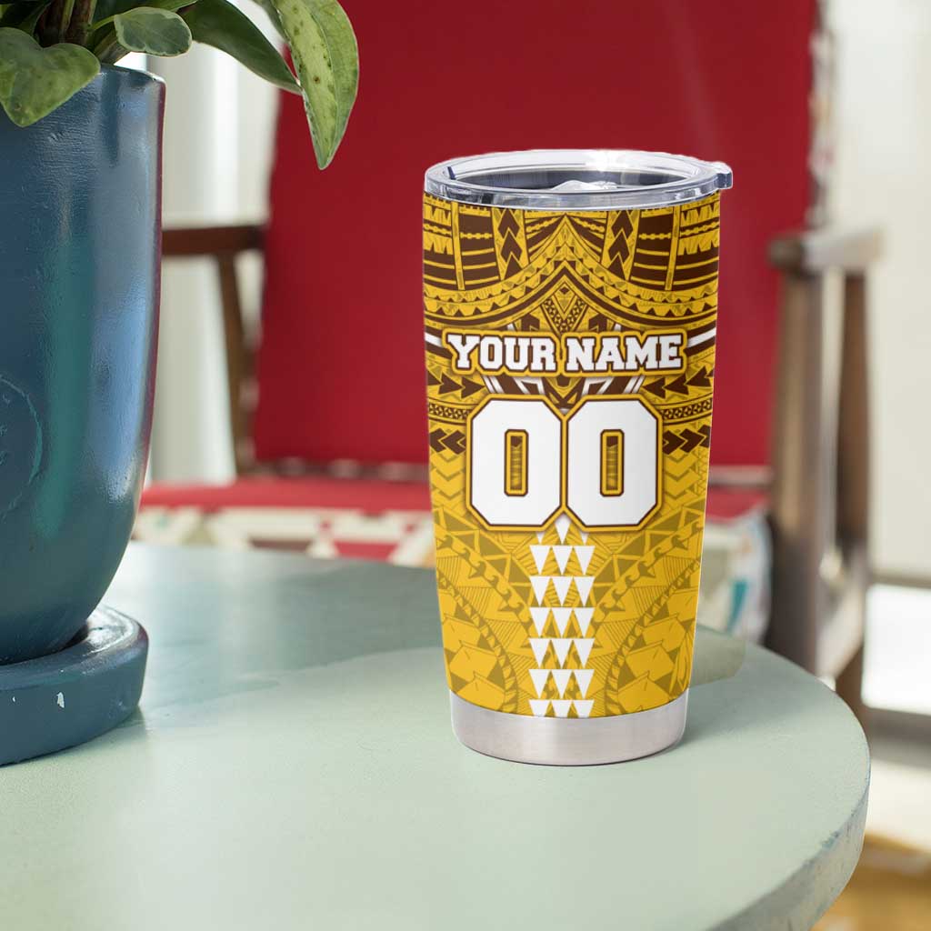 Personalized Hawthorn Hawks Tumbler Cup Polynesian Tribal Pattern Heritage Football