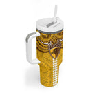 Personalized Hawthorn Hawks Tumbler With Handle Polynesian Tribal Pattern Heritage Football