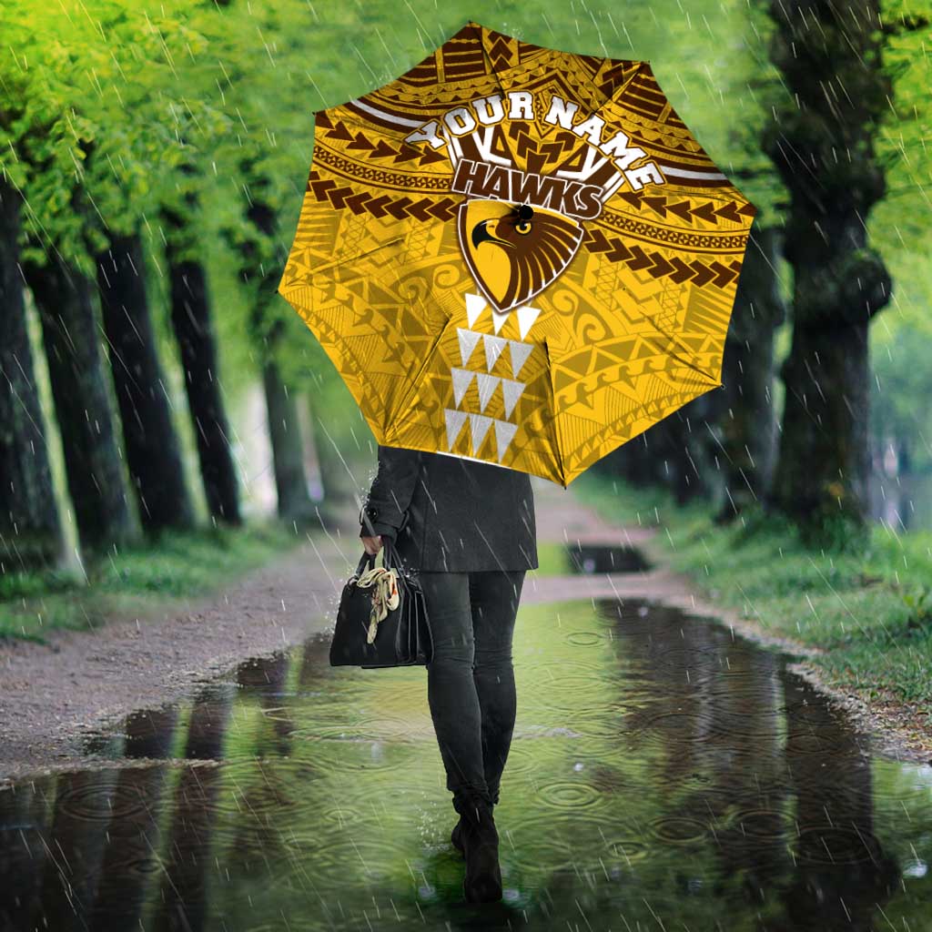 Personalized Hawthorn Hawks Umbrella Polynesian Tribal Pattern Heritage Football