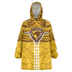 Personalized Hawthorn Hawks Wearable Blanket Hoodie Polynesian Tribal Pattern Heritage Football