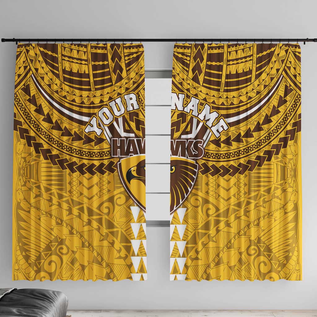 Personalized Hawthorn Hawks Window Curtain Polynesian Tribal Pattern Heritage Football