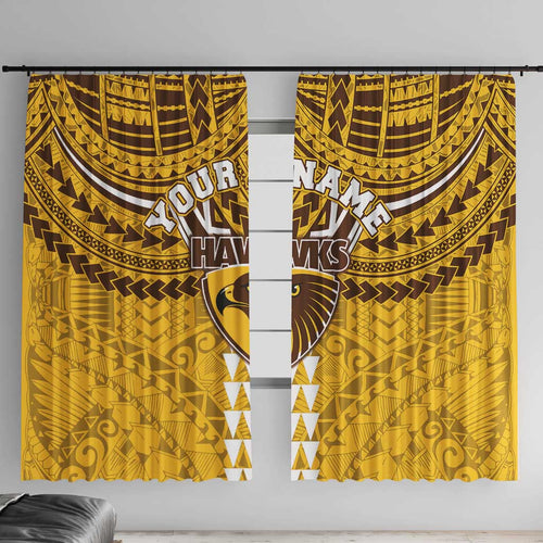 Personalized Hawthorn Hawks Window Curtain Polynesian Tribal Pattern Heritage Football