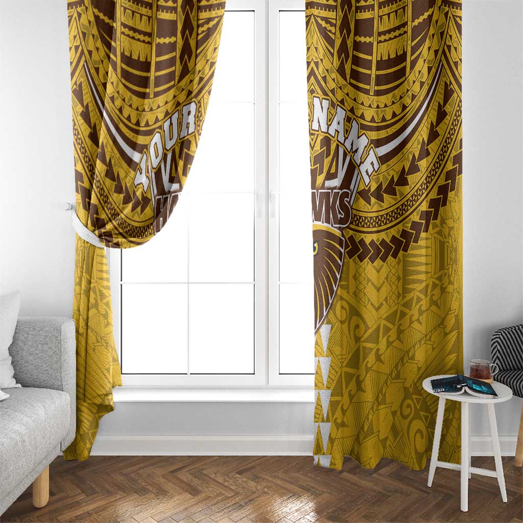 Personalized Hawthorn Hawks Window Curtain Polynesian Tribal Pattern Heritage Football