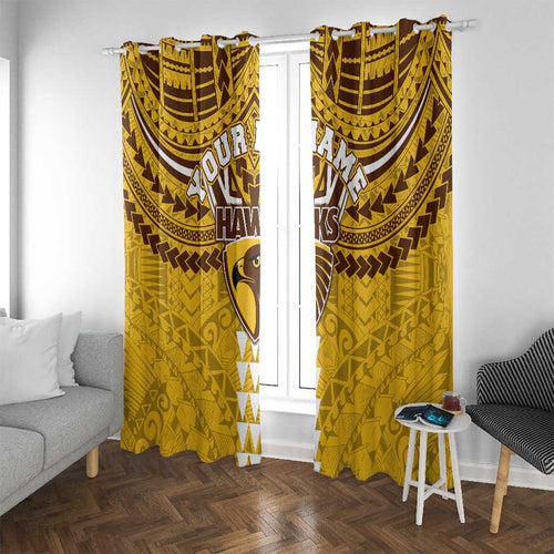 Personalized Hawthorn Hawks Window Curtain Polynesian Tribal Pattern Heritage Football