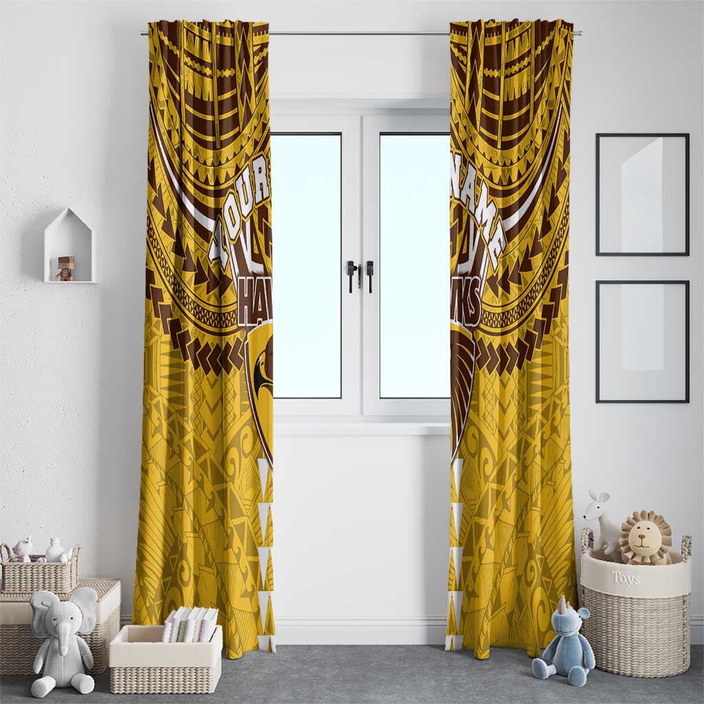 Personalized Hawthorn Hawks Window Curtain Polynesian Tribal Pattern Heritage Football