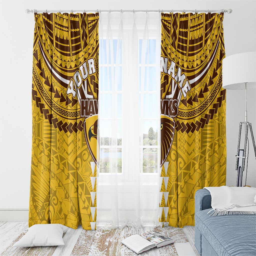 Personalized Hawthorn Hawks Window Curtain Polynesian Tribal Pattern Heritage Football