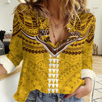Personalized Hawthorn Hawks Women Casual Shirt Polynesian Tribal Pattern Heritage Football