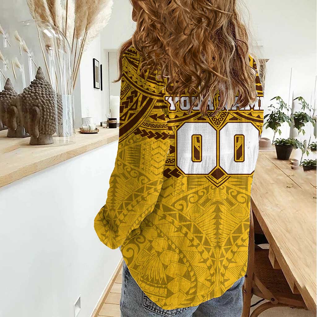 Personalized Hawthorn Hawks Women Casual Shirt Polynesian Tribal Pattern Heritage Football