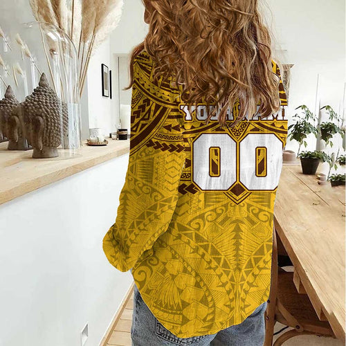 Personalized Hawthorn Hawks Women Casual Shirt Polynesian Tribal Pattern Heritage Football
