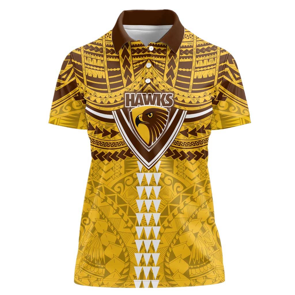 Personalized Hawthorn Hawks Women Polo Shirt Polynesian Tribal Pattern Heritage Football