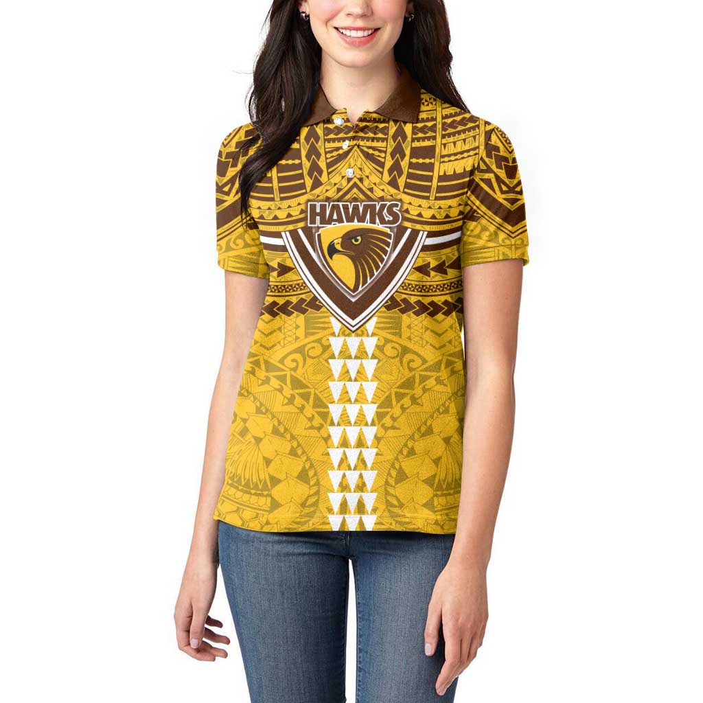 Personalized Hawthorn Hawks Women Polo Shirt Polynesian Tribal Pattern Heritage Football