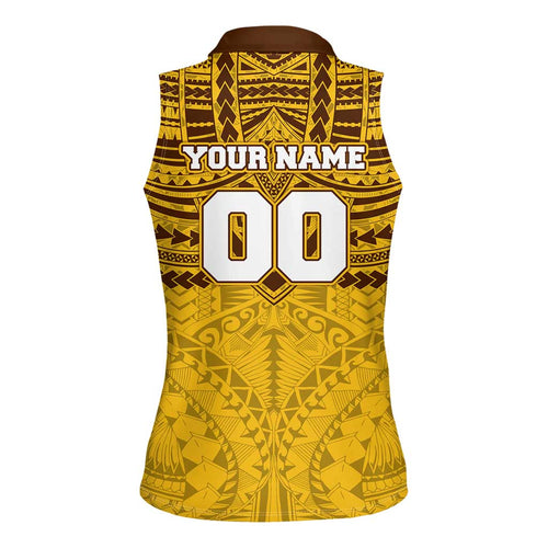 Personalized Hawthorn Hawks Women Sleeveless Polo Shirt Polynesian Tribal Pattern Heritage Football