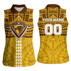 Personalized Hawthorn Hawks Women Sleeveless Polo Shirt Polynesian Tribal Pattern Heritage Football