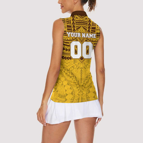Personalized Hawthorn Hawks Women Sleeveless Polo Shirt Polynesian Tribal Pattern Heritage Football