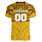 Personalized Hawthorn Hawks Women V-Neck T-Shirt Polynesian Tribal Pattern Heritage Football