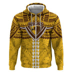 Personalized Hawthorn Hawks Zip Hoodie Polynesian Tribal Pattern Heritage Football