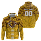 Personalized Hawthorn Hawks Zip Hoodie Polynesian Tribal Pattern Heritage Football