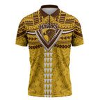 Personalized Hawthorn Hawks Zipper Polo Shirt Polynesian Tribal Pattern Heritage Football
