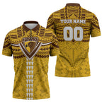 Personalized Hawthorn Hawks Zipper Polo Shirt Polynesian Tribal Pattern Heritage Football