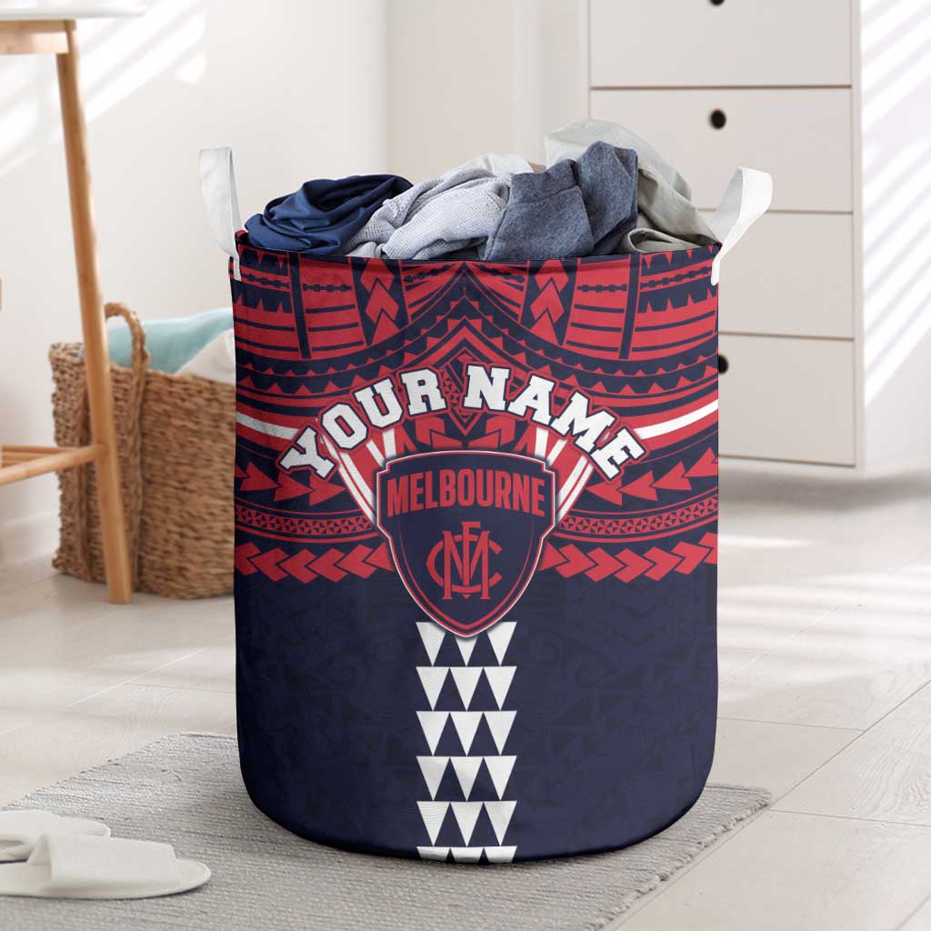 Personalized Melbourne Demons Laundry Basket Polynesian Tribal Pattern Heritage Football