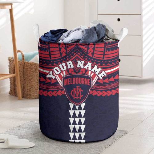 Personalized Melbourne Demons Laundry Basket Polynesian Tribal Pattern Heritage Football