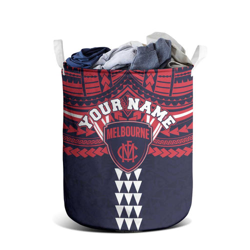 Personalized Melbourne Demons Laundry Basket Polynesian Tribal Pattern Heritage Football