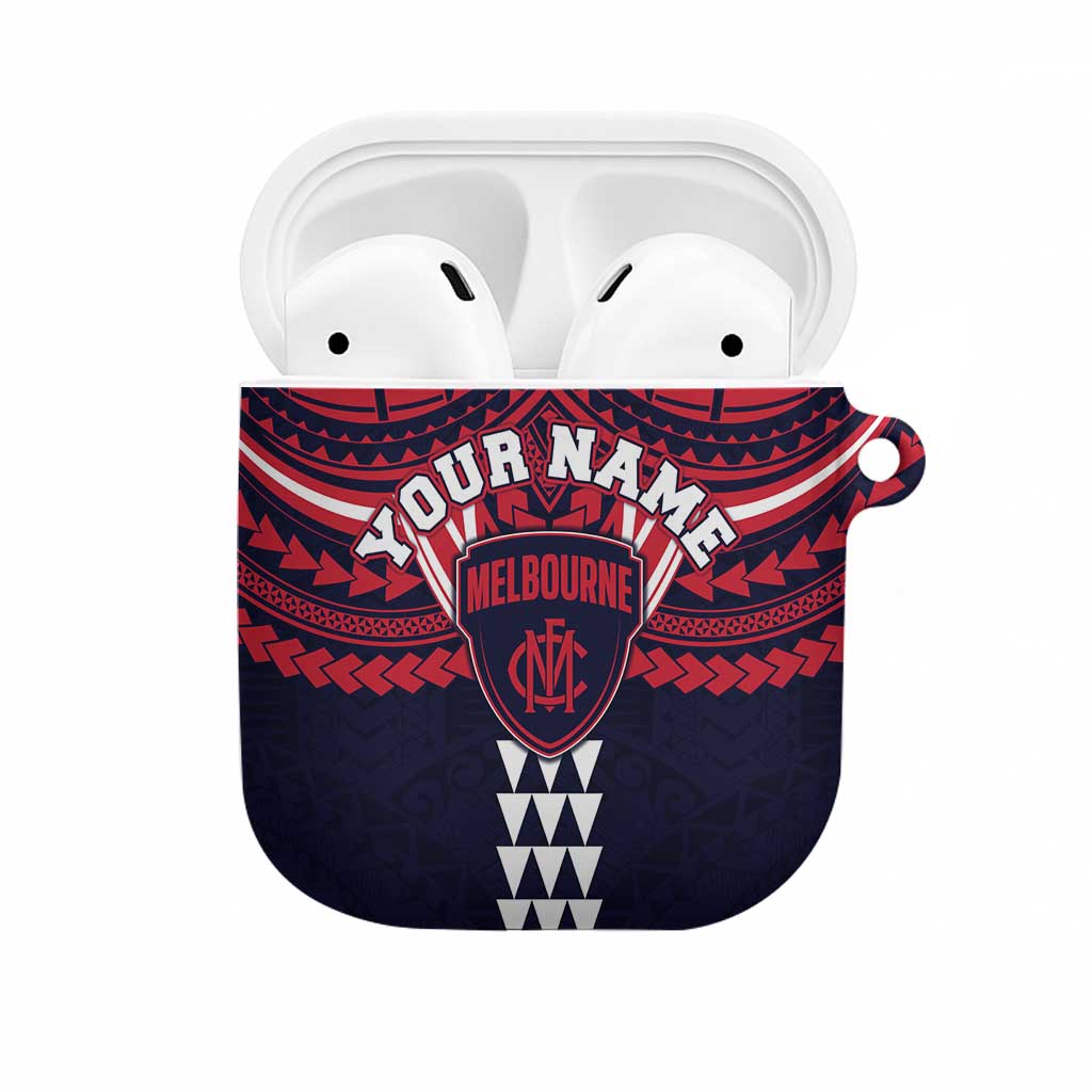 Personalized Melbourne Demons AirPods Case Polynesian Tribal Pattern Heritage Football
