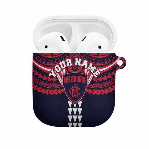Personalized Melbourne Demons AirPods Case Polynesian Tribal Pattern Heritage Football
